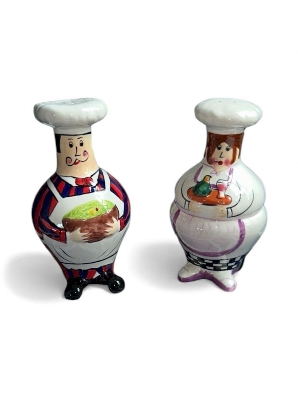 Vintage Chefs Husband and Wife Hand Painted Salt and Pepper Shakers